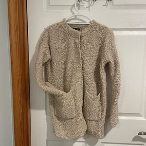 Eileen Fisher boucle cardigan sweater XXS oatmeal wool blend oversized